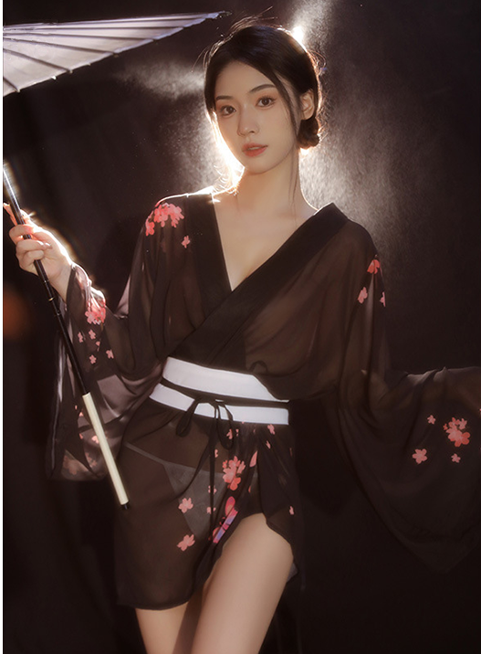 Japanese Retro Cherry Blossom Kimono Set