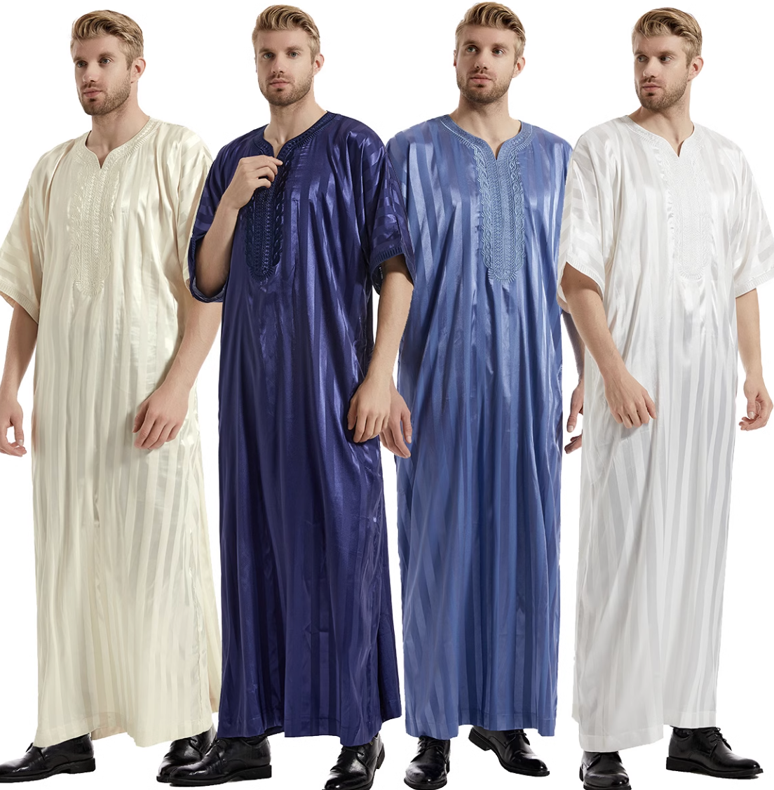 Islamic Men Clothes Dress Robe Muslim Turkey Jubbe Thobe Thoub Saudi Arabic Traditional Kaftan Abaya Dubai Eid Ramadan Clothing