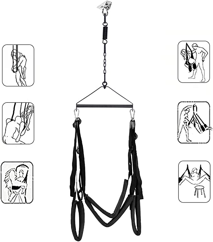 Adult Sex Swing, Heavy Duty Spinning Indoor Hang Swing with Adjustable Straps Paint Stand Swing Hangers for Couple Flirting Play