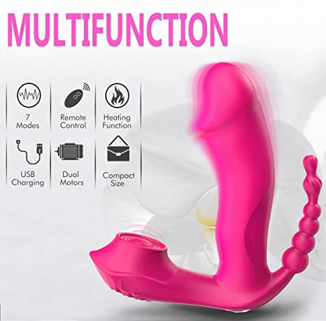 Outdoor G Spot Clitoral Anal Waterproof Rechargeable Vibrator 3 in 1 with 7 Vibration Modes