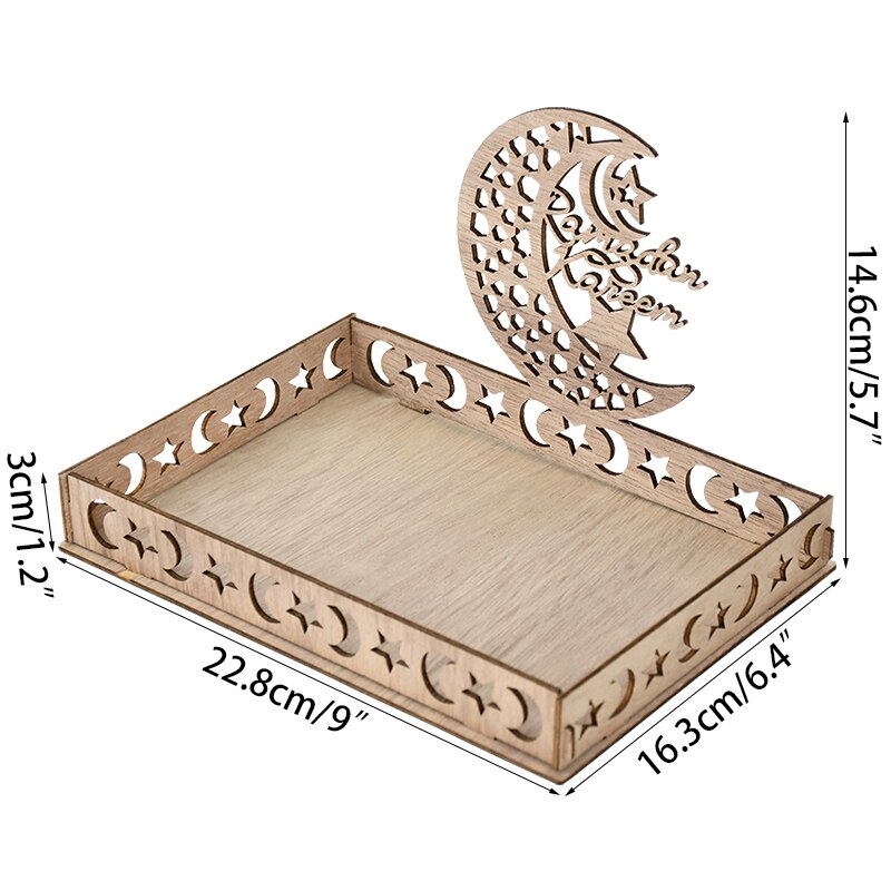 Eid Wooden Dessert Tray Ornament Candy Stander Ramadan Kareem Decor For Home Eid Islamic Muslim Party Gifts Eid Al Adha Supplies