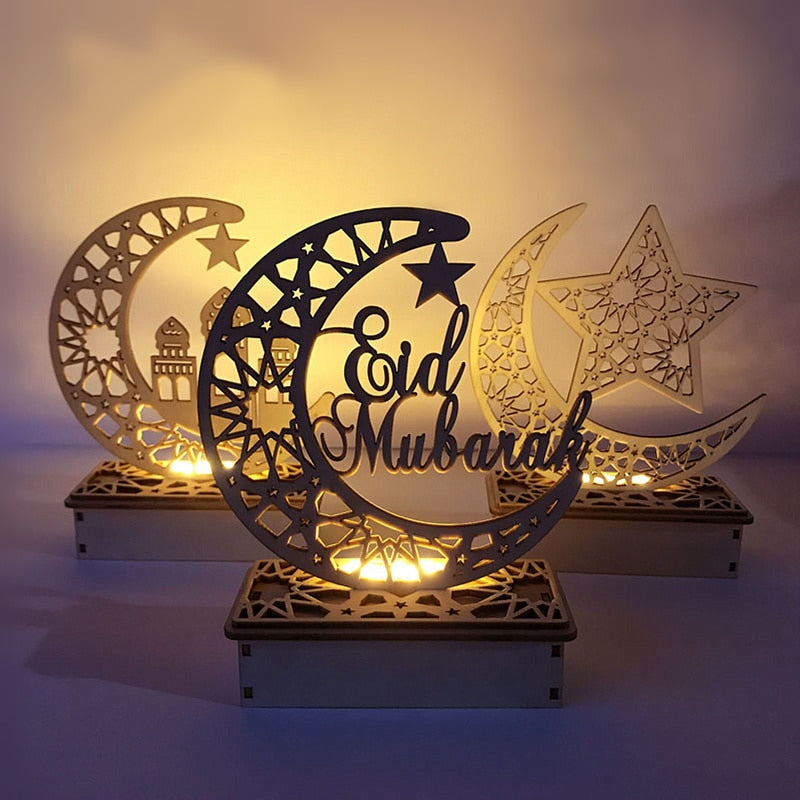 Ramadan Decoration Festival Wooden Moon Star Lights Deco Bedroom Decoration Ramadan 2023 Ramadan Party Lighting Decorative Lamps