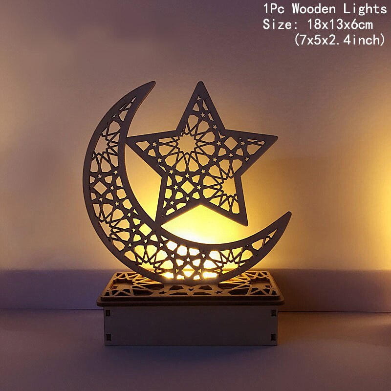 Ramadan Decoration Festival Wooden Moon Star Lights Deco Bedroom Decoration Ramadan 2023 Ramadan Party Lighting Decorative Lamps