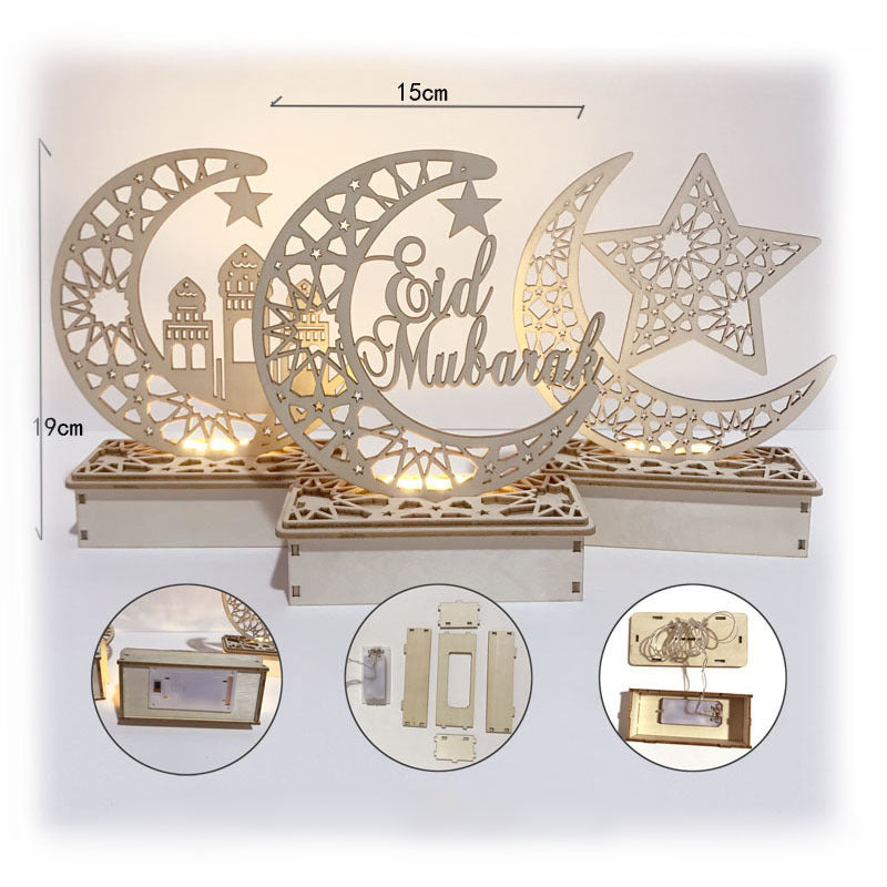 Ramadan Decoration Festival Wooden Moon Star Lights Deco Bedroom Decoration Ramadan 2023 Ramadan Party Lighting Decorative Lamps