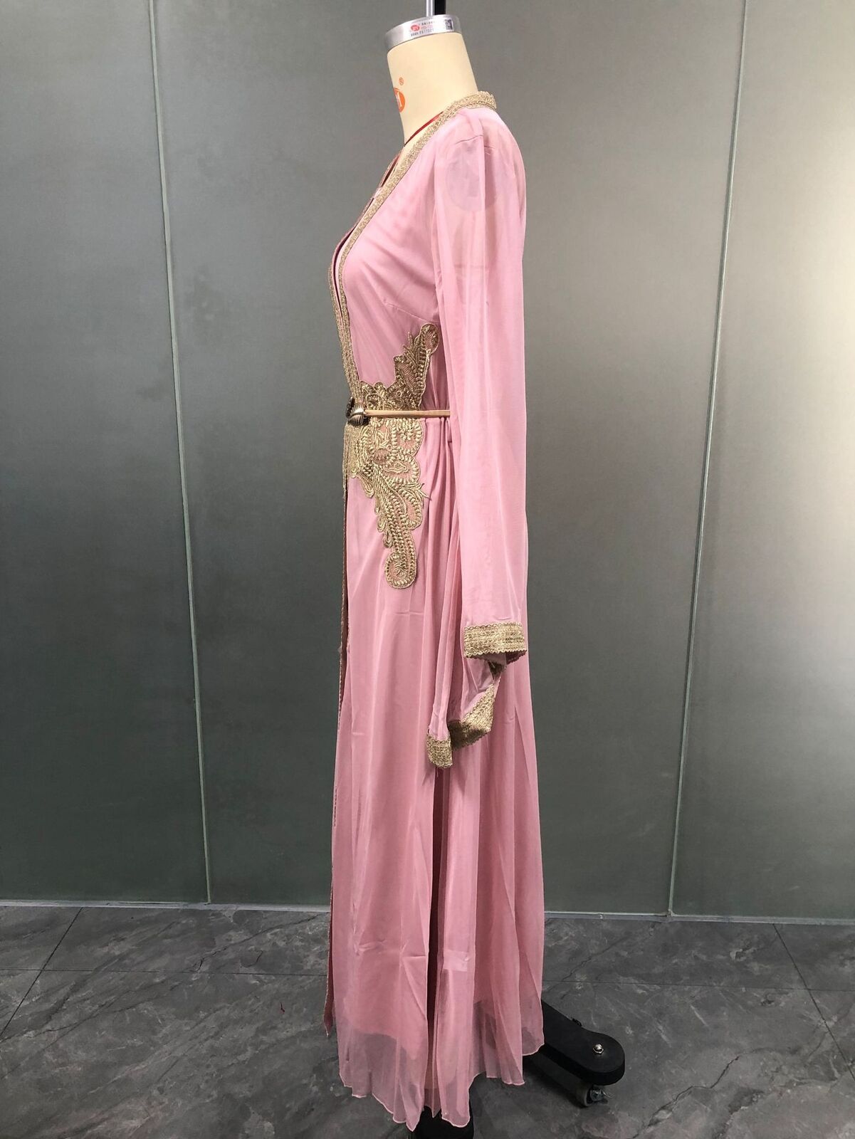 Pink Abaya Dubai Turkey Robe Sets Ramadan Muslim Women Maxi Dress Morocco Kaftan