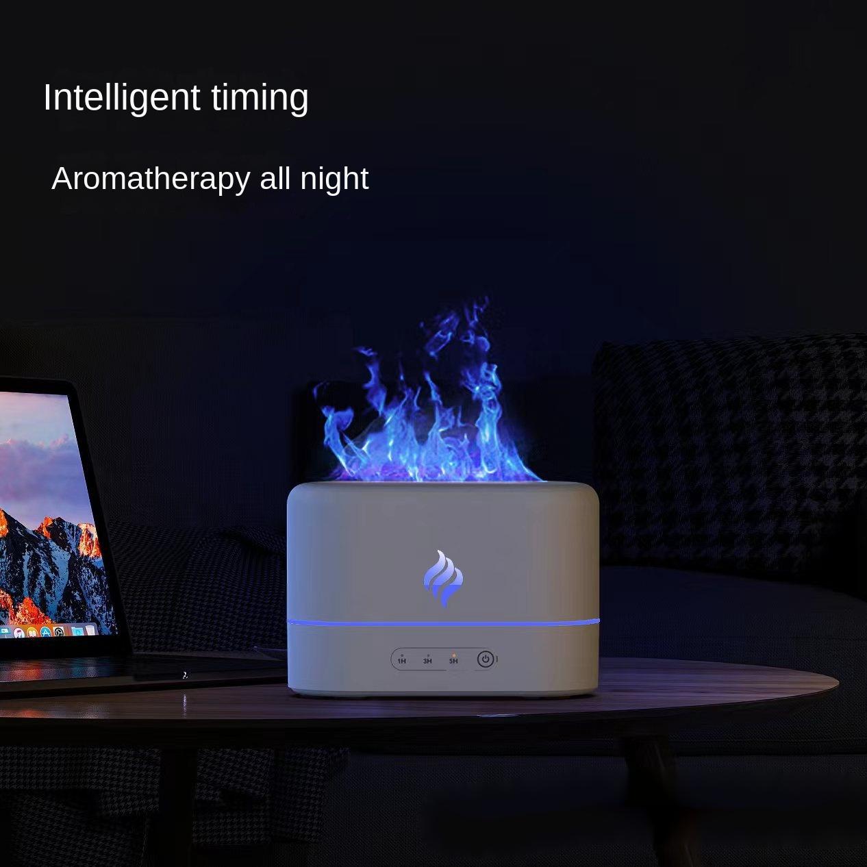 New Simulation Flame Ultrasonic Aroma Diffuser Seven-Color Gradient Creative Household Ultrasonic Aroma Diffuser Flame Humidifier