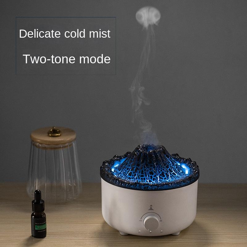 New Flame Aroma Diffuser Creative Volcano Aromatherapy Humidifier Household Mist Essential Oil Automatic Aerosol Dispenser Ultrasonic Aroma Diffuser