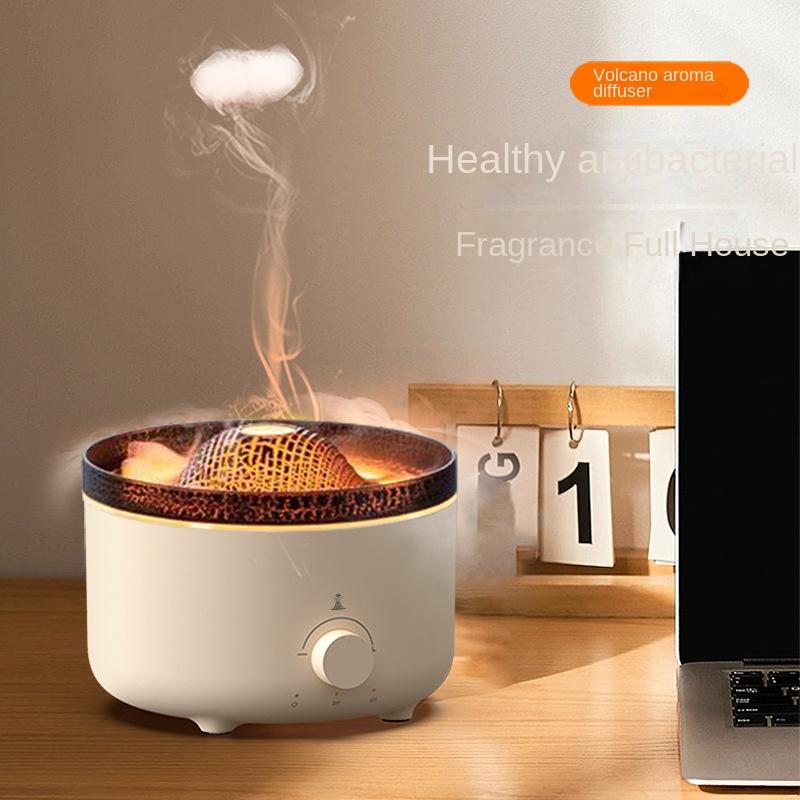 New Flame Aroma Diffuser Creative Volcano Aromatherapy Humidifier Household Mist Essential Oil Automatic Aerosol Dispenser Ultrasonic Aroma Diffuser