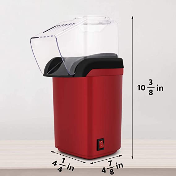 Popcorn Maker Machine Hot Air Popcorn Popper with Measuring Cup & Popcorn Bag, 2 Minutes Fast, No Oil Healthy Snacks for Kids Adults