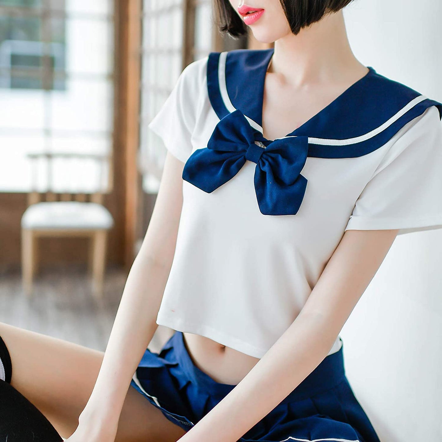 School Girl Outfit Lingerie Sexy Japanese Sailor Anime Cosplay with Pleated Skirt