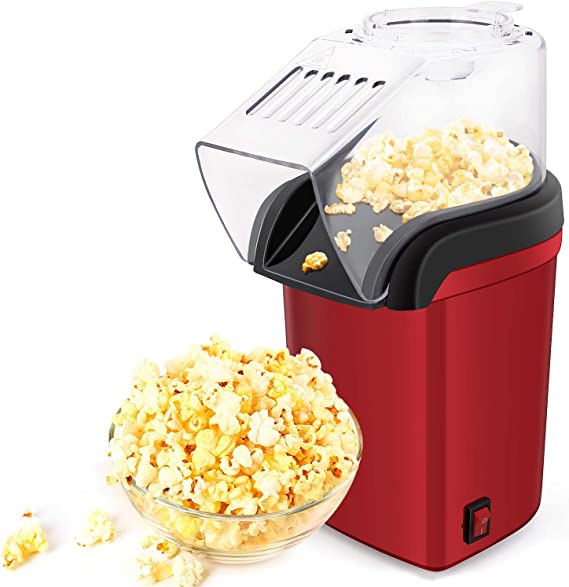 Popcorn Maker Machine Hot Air Popcorn Popper with Measuring Cup & Popcorn Bag, 2 Minutes Fast, No Oil Healthy Snacks for Kids Adults