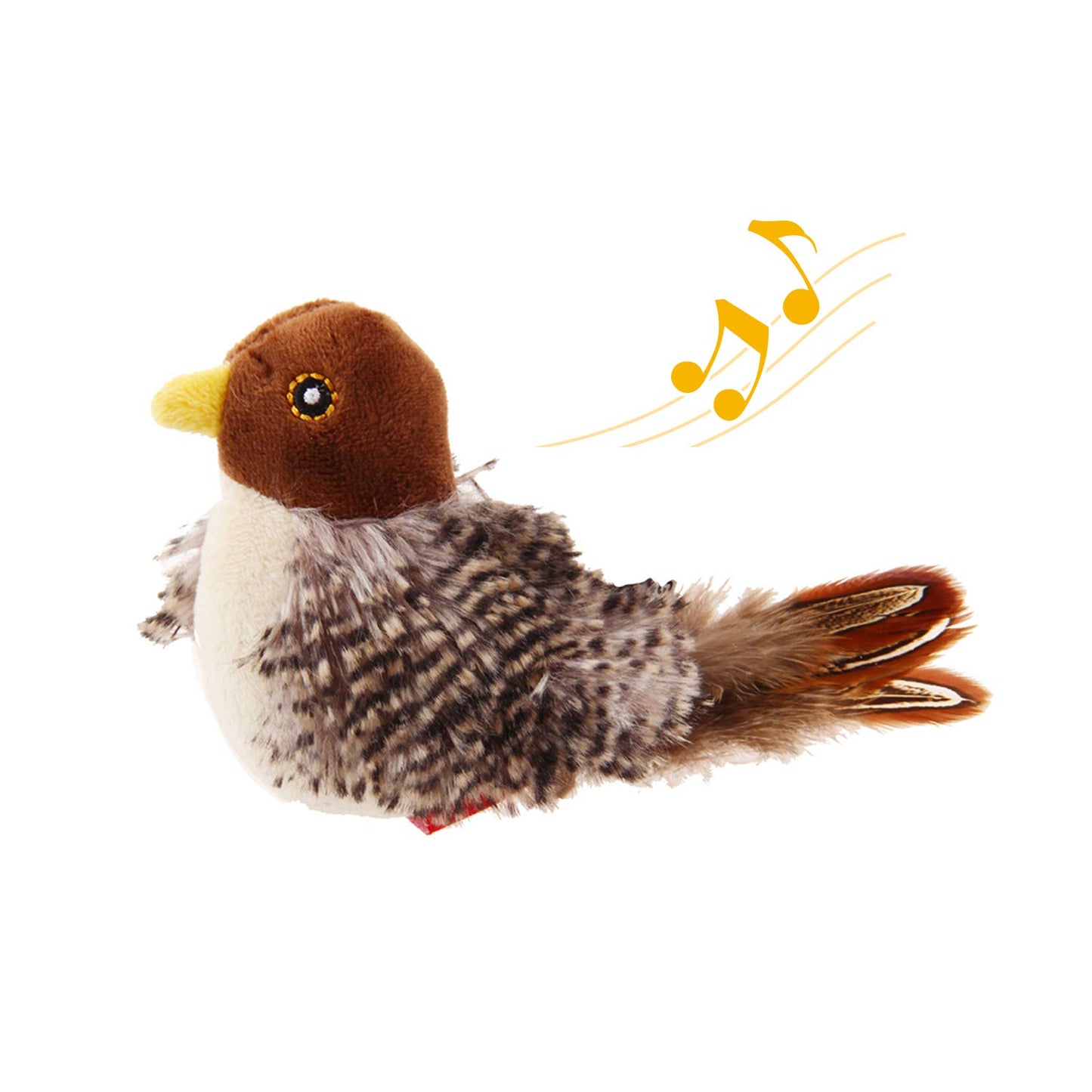 Squeaky with Feather Tail Toy Bird for Cats to Play Alone,Automatic Chirping Bird Cat Toy