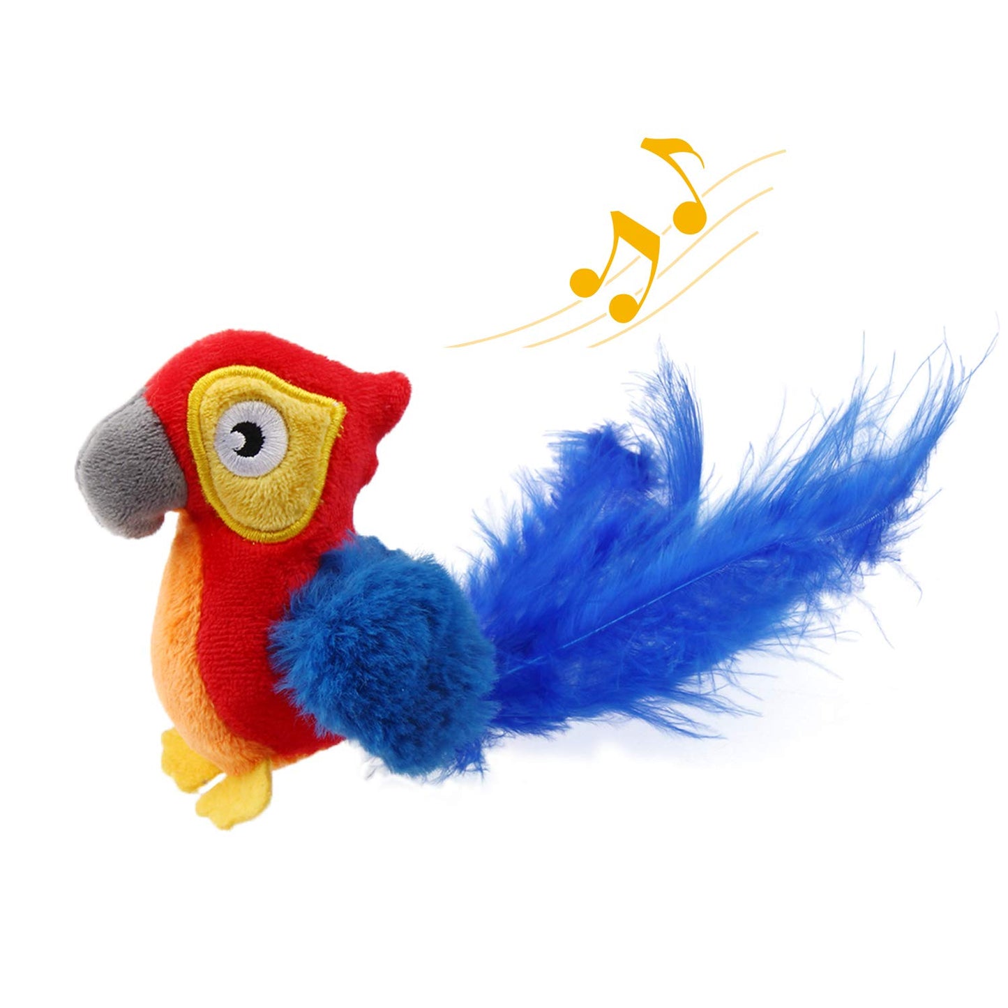 Squeaky with Feather Tail Toy Bird for Cats to Play Alone,Automatic Chirping Bird Cat Toy