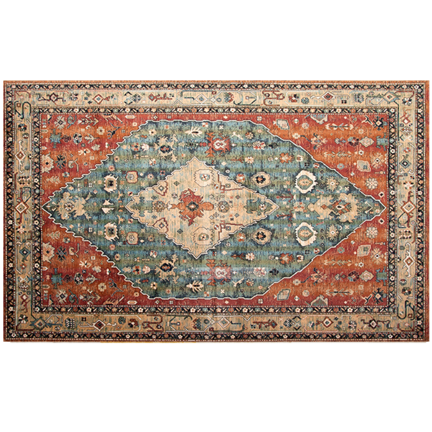 Bohemian Style Vintage Rug - Stain Resistant Rugs for Living Room Bedroom