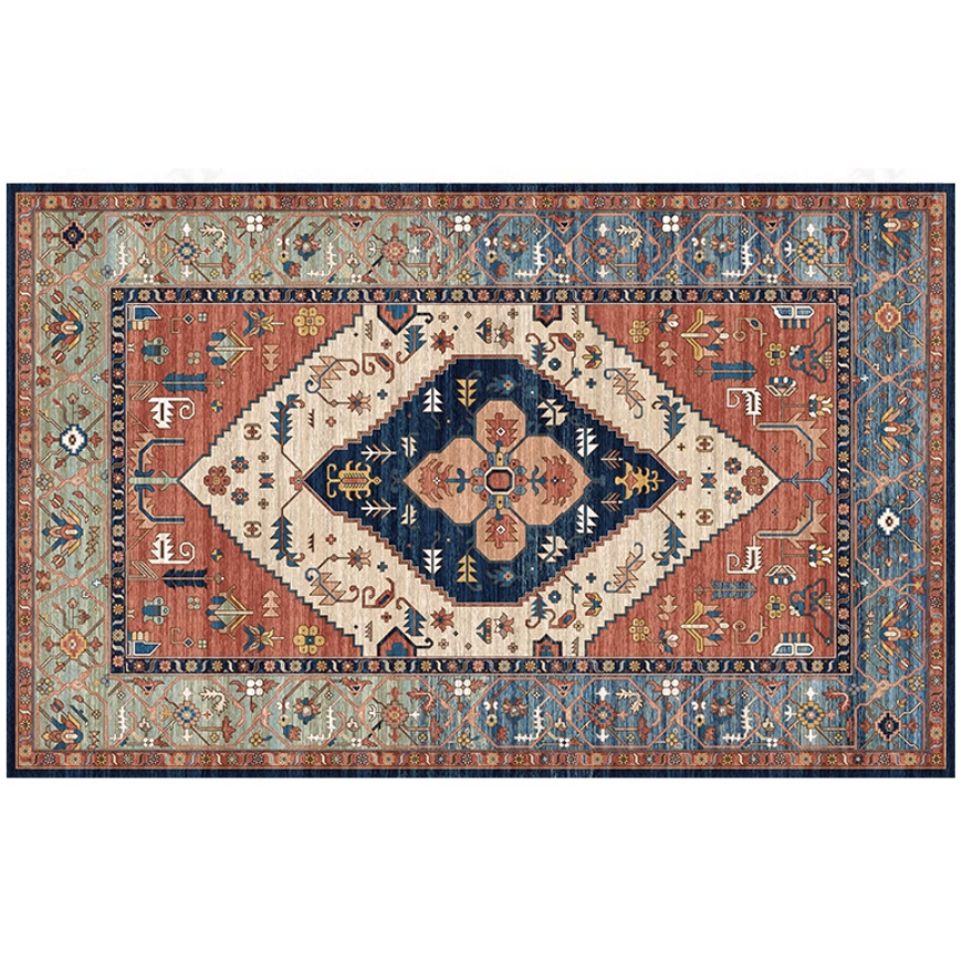 Bohemian Style Vintage Rug - Stain Resistant Rugs for Living Room Bedroom