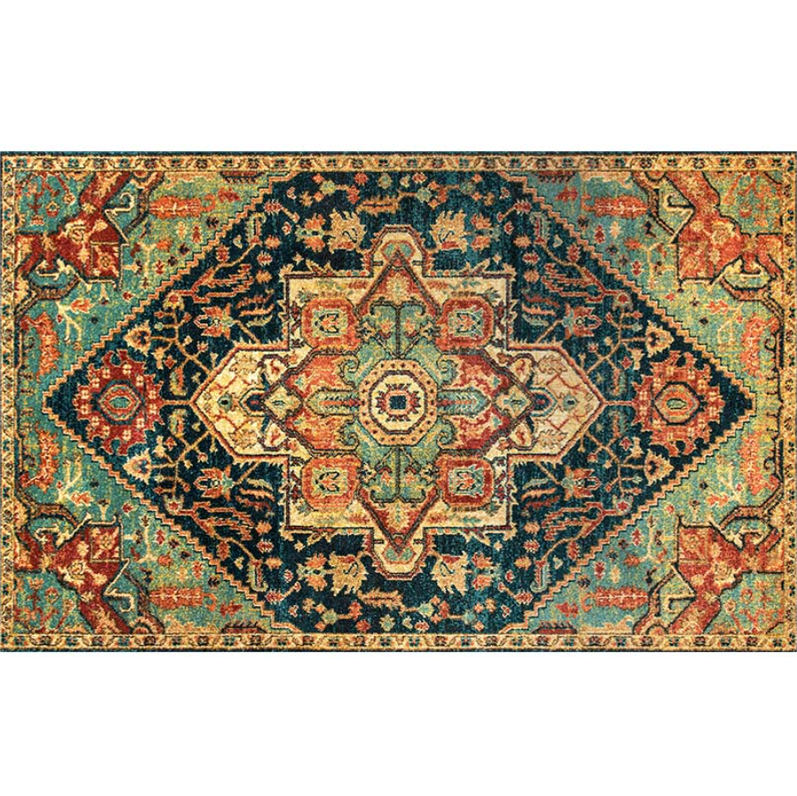 Bohemian Style Vintage Rug - Stain Resistant Rugs for Living Room Bedroom