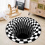 3D Carpet Bottomless Hole Optical Illusion Area Rug, Checkered Vortex Optical Illusions Rug