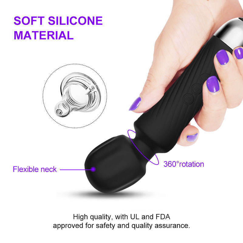 Waterproof Rechargeable Vibrator Wand - 20 Patterns & 8 Speeds - Clit Vibrator | Personal Wand Massager | Quiet & Small Female Adult Toys