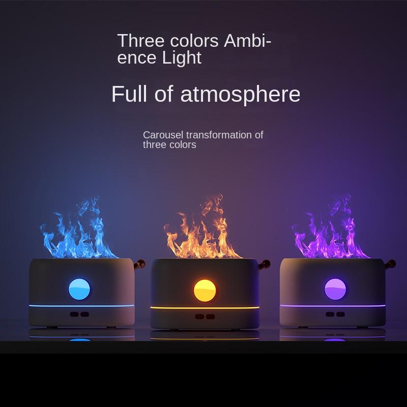 New Simulation Flame Ultrasonic Aroma Diffuser Seven-Color Gradient Creative Household Ultrasonic Aroma Diffuser Flame Humidifier