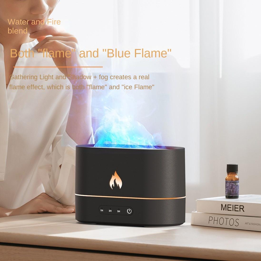 New Simulation Flame Ultrasonic Aroma Diffuser Seven-Color Gradient Creative Household Ultrasonic Aroma Diffuser Flame Humidifier